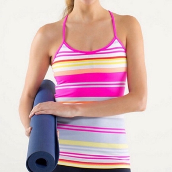 lululemon athletica Tops - Like New! Lululemon Power Y Tank Groovy Stripe